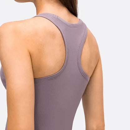 Yoga RIBBED Workout Gym Bras Women Vest Sexy Sports Sleeveless Shirt Athletic Tops