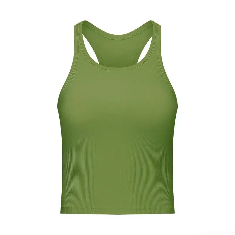 Yoga RIBBED Workout Gym Bras Women Vest Sexy Sports Sleeveless Shirt Athletic Tops