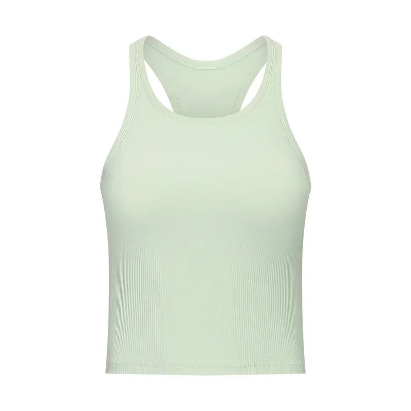 Yoga RIBBED Workout Gym Bras Women Vest Sexy Sports Sleeveless Shirt Athletic Tops