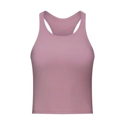 Yoga RIBBED Workout Gym Bras Women Vest Sexy Sports Sleeveless Shirt Athletic Tops