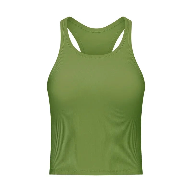 Yoga RIBBED Workout Gym Bras Women Vest Sexy Sports Sleeveless Shirt Athletic Tops