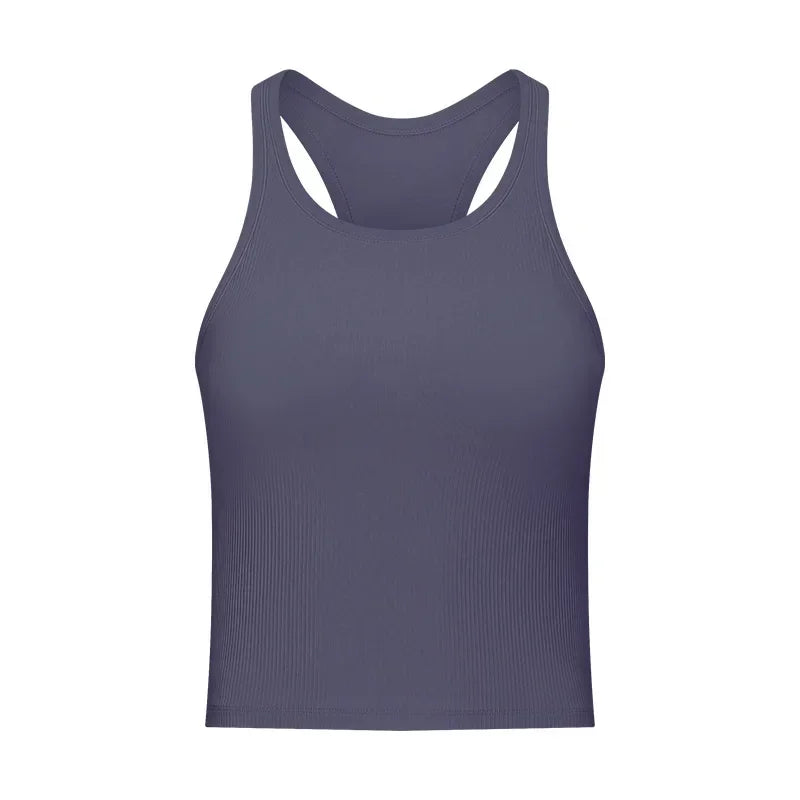 Yoga RIBBED Workout Gym Bras Women Vest Sexy Sports Sleeveless Shirt Athletic Tops