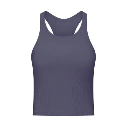 Yoga RIBBED Workout Gym Bras Women Vest Sexy Sports Sleeveless Shirt Athletic Tops