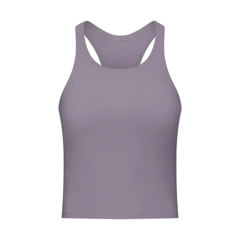 Yoga RIBBED Workout Gym Bras Women Vest Sexy Sports Sleeveless Shirt Athletic Tops