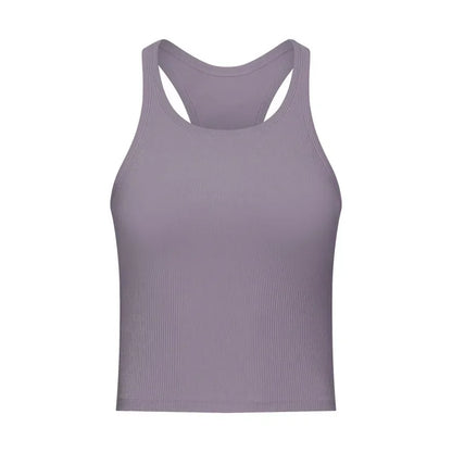 Yoga RIBBED Workout Gym Bras Women Vest Sexy Sports Sleeveless Shirt Athletic Tops